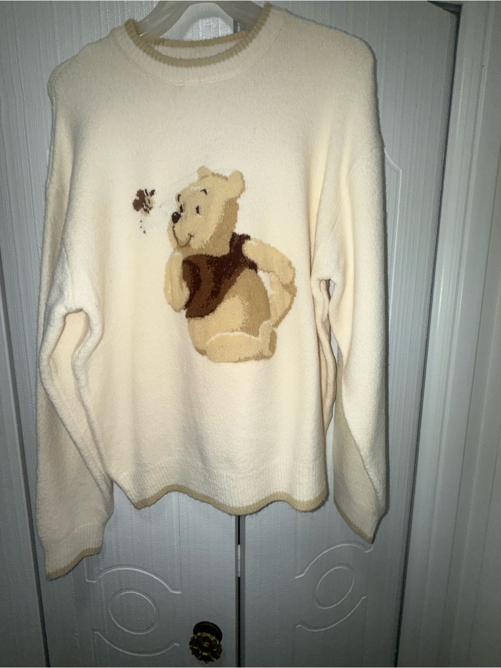 Rare Tokyo Disney Cream Winnie-The-Pooh Plush Graphic Women's Sweater